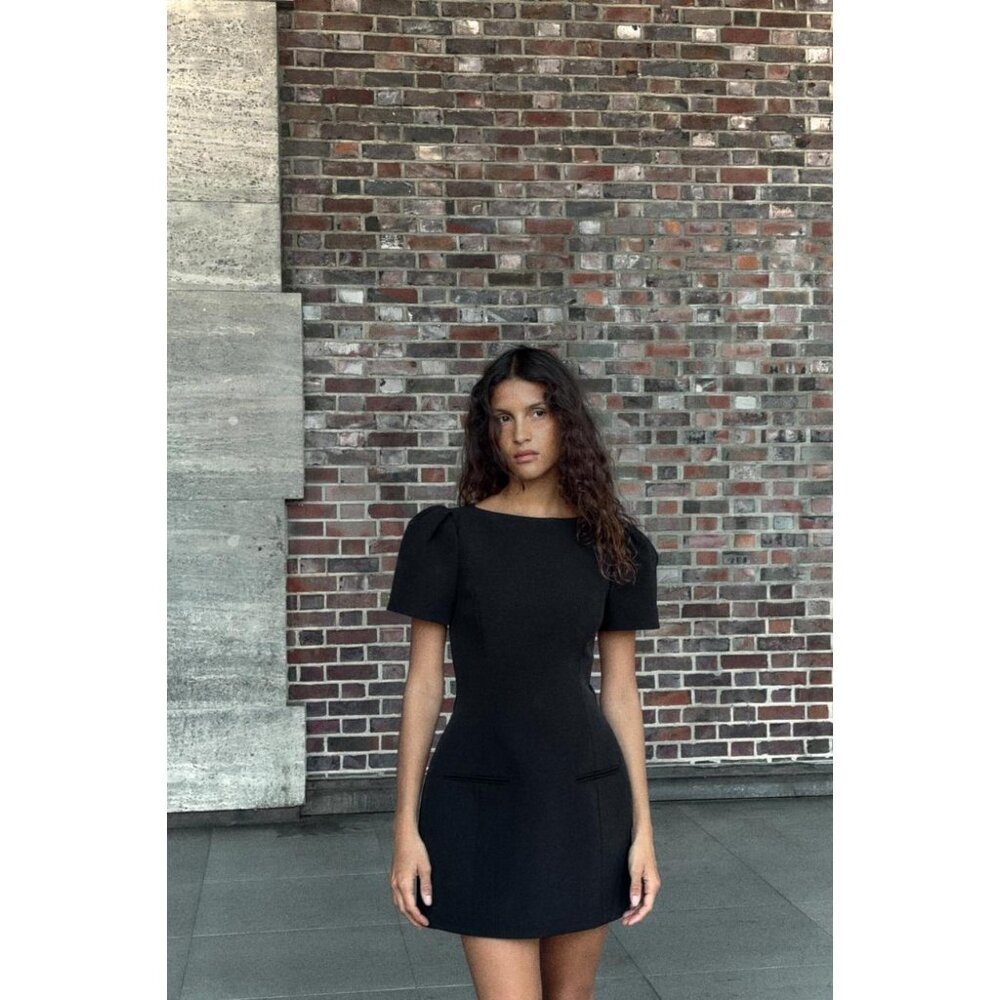 ZARA PLEATED SHORT DRESS WITH POCKETS